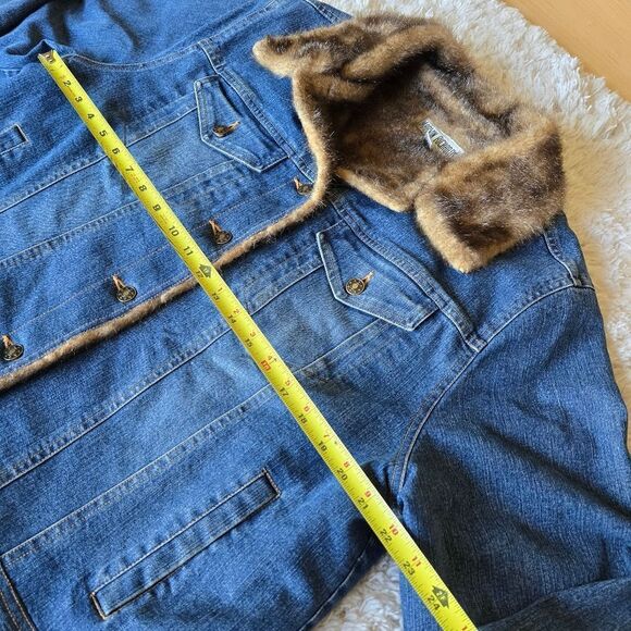Marvin Richard's Women’s Jean Jacket with Faux Fur Linning & Trim Size XL Y2k - Picture 13 of 16